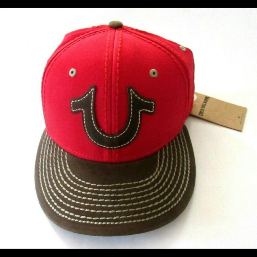 TRUE RELIGION HAT CAP ADJUSTABLE LID RED BROWN NWT